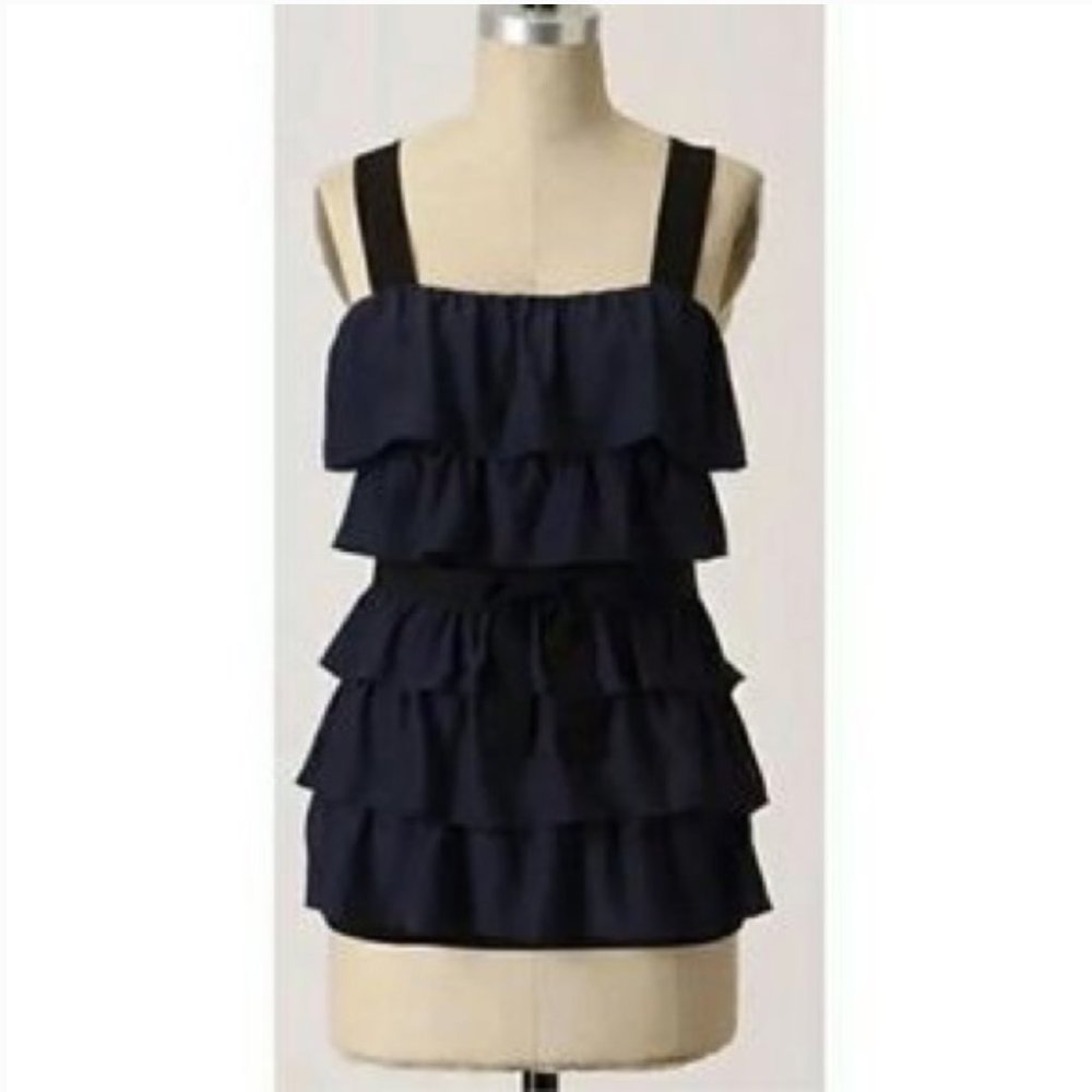 Anthropologie Bordeaux Free Flow Ruffled Tiered Top